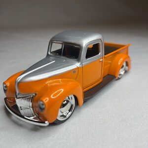1941 Ford Pickup ~ Silver & Orange ~ Die Cast Metal ~ Just Trucks